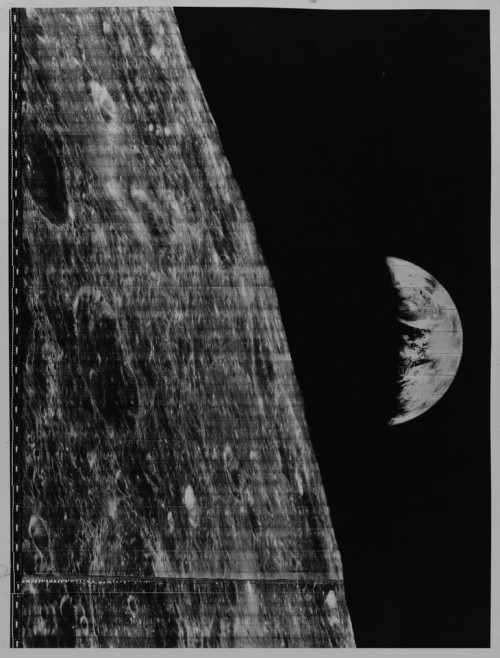 1966 Lunar Orbiter picture of the Earth and Moon