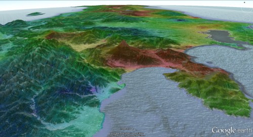 Map of the seisemic velocity of Mount Fuji