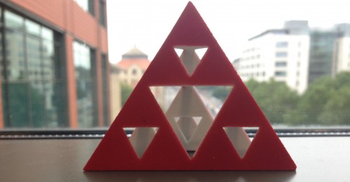 Pyramid power: this lovely pyramid has nothing to do with postdocs. It is model of a much larger  Sierpinski tree that can be found on London’s South Bank.