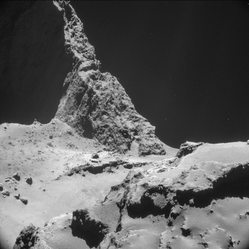 Strange new world: Image of comet 67P taken by Rosetta's NAVCAM from 10 km away. (Courtesy: ESA/Rosetta/NAVCAM, CC BY-SA 3.0 IGO)