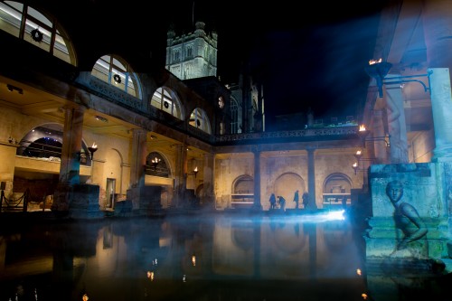 Light show at Bath's Roman baths