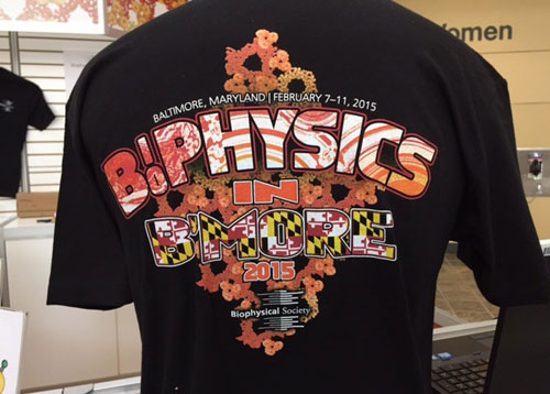 Photo of T-shirt from Biophysics Society meeting in Baltimore, US, Feb 2015