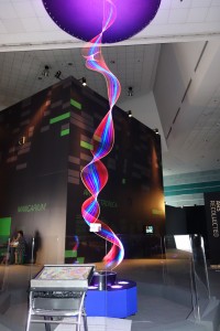 Physicist-turned-artists Paul Friedlander at the Science Centre Singapore in May 2015 with his Kinetic Light Sculpture