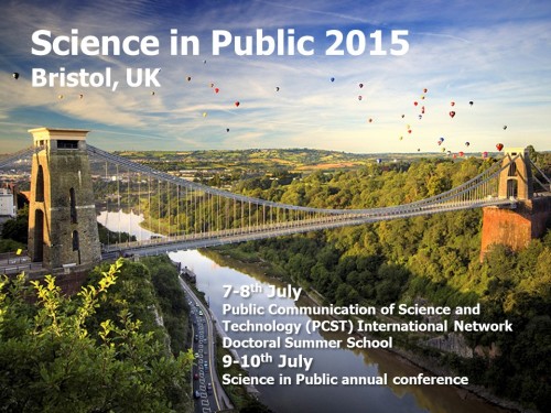 Poster advertising the Science in Public 2015 event