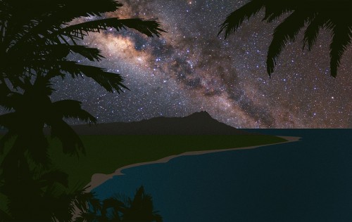 Artist's impression showing the Milky Way over Hawaii