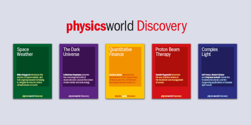 Image of the first five Physics World Discovery ebooks