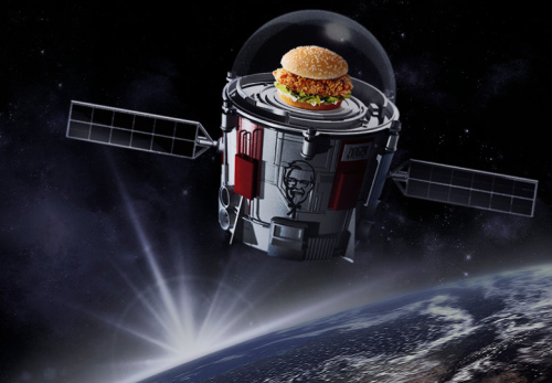 Space sandwich: a Zinger floats high above Earth (Courtesy: KFC)