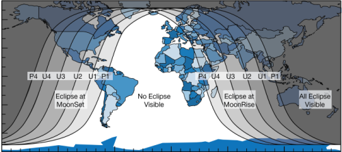 Eclipse watching: where the blood moon will be visible (Courtesy: NASA)