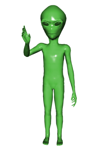 Pop-culture image of a green alien
