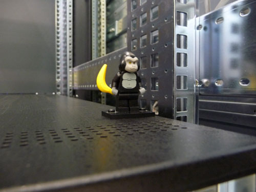 Photograph of  a LEGO figurine in the CERN computing centre