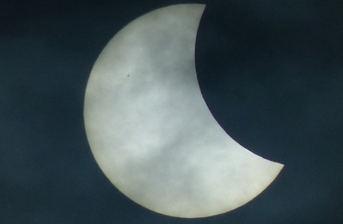 Spot on: this photograph of the Sun taken during the eclipse clearly shows a sunspot (Courtesy: David Bloomfield)
