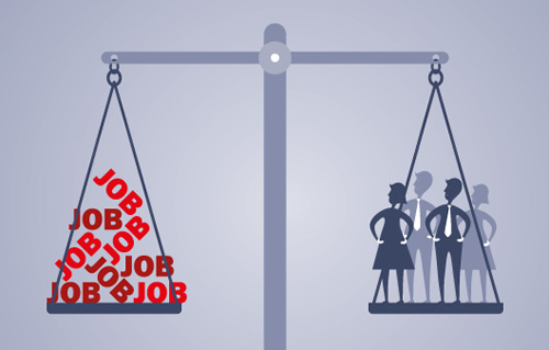 Illustrations of jobs versus candidates