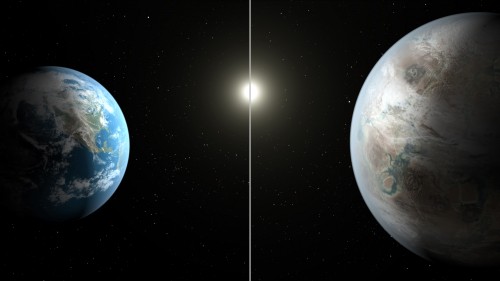 Earth 2.0: Artist's impression of Kepler- 452b (right) compared to Earth (Courtesy: NASA/JPL-Caltech/T Pyle)