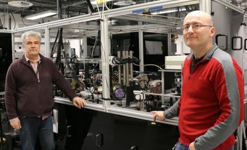 Gods of thunder: Gagik Nersisyan (left) and Matt Zepf at the TARANIS laser facility