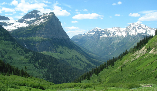Photograph of a valley in Glacier National Park in the US