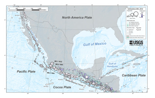 Mexico seismology map