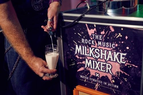 The Rock-Music Milk Shake Mixer uses sounds waves to create a milkshake, which is to be launched at the 2018 Big Bang Fair in Birmingham, UK